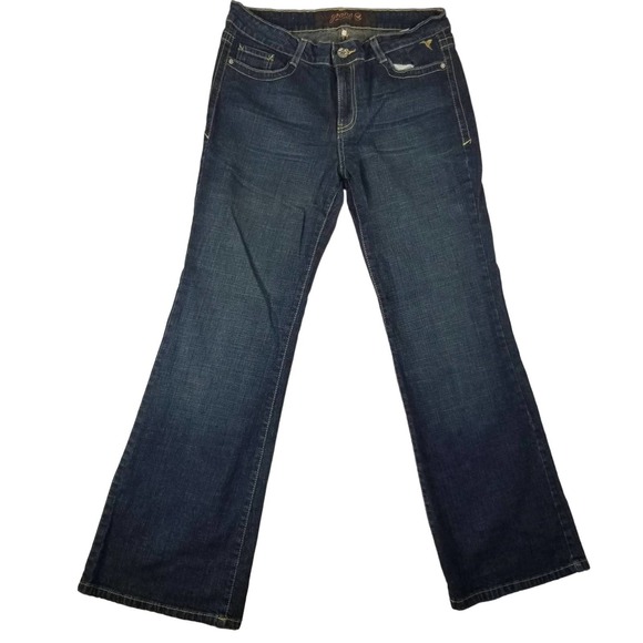 Grane Jeans Women 13 Blue Dark Wash Short Flare Wide Leg Mid Rise - Picture 1 of 11